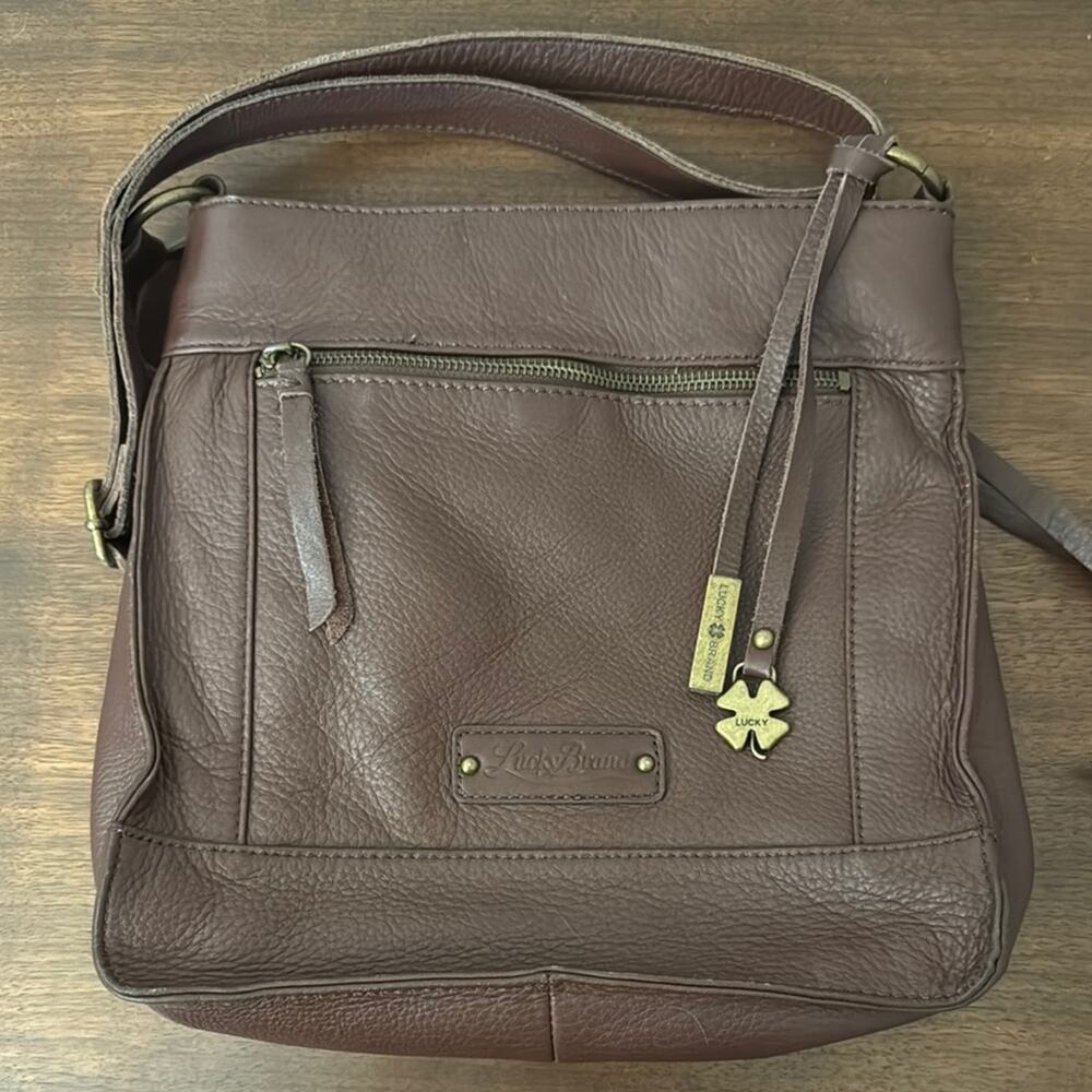 Lucky Brand Dixie Brown Leather Crossbody Studded Bag Boho Western - Picture 5 of 10